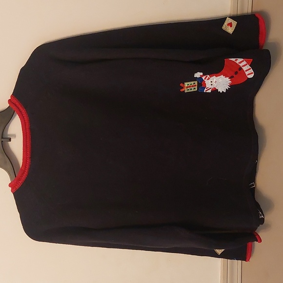 Tiara International Black Christmas Holiday Button Front Sweater 2004 Sz L - Picture 3 of 17